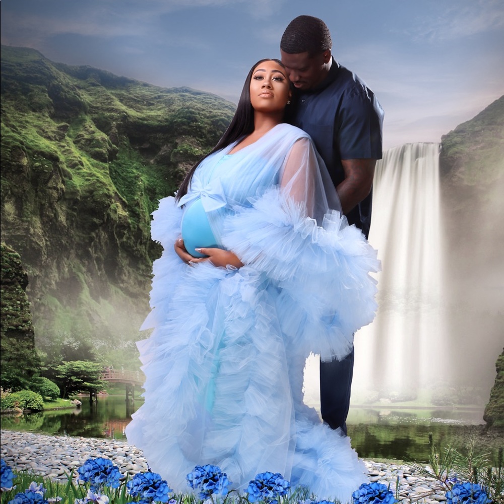 Blue tulle robe